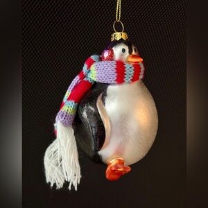Vintage Blown Glass Christmas Penguin.